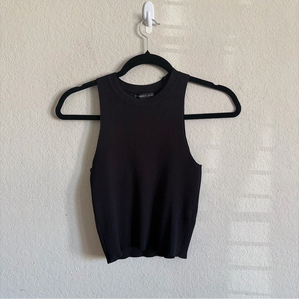 Sincerely Jules woman’s Black Ribbed Tank Top size M feminine casual chic